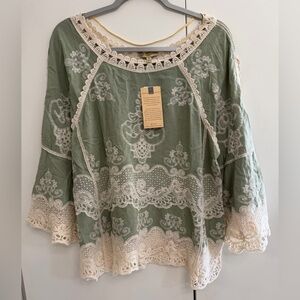 Democracy sage green Lace Women's Blouse